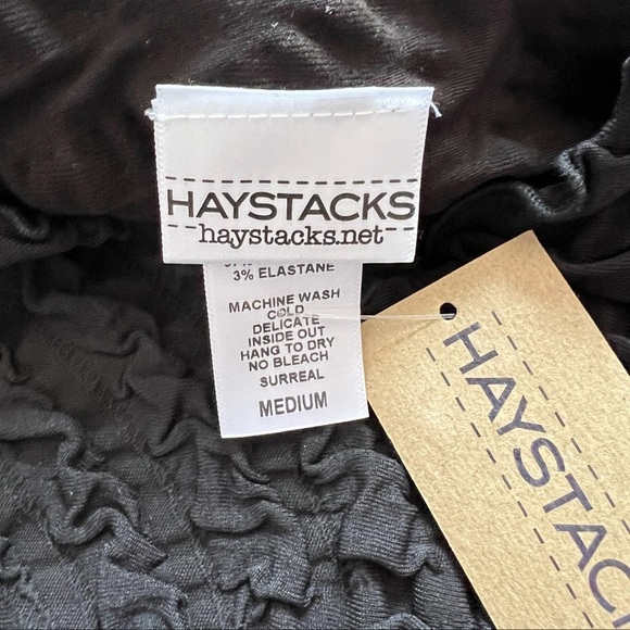 Haystack Waffle Textured Top Black 3/4 Sleeves V-neck Women's Size M - Picture 10 of 16